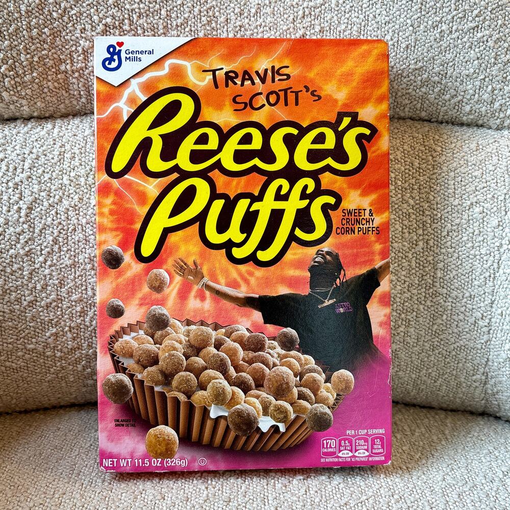 Travis Scott x Reese's Puffs General Mills Limited Edition Cereal Box